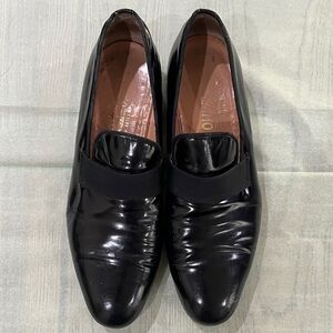 Salvatore Ferragamo Black  Leather Slip-On Oxfords
